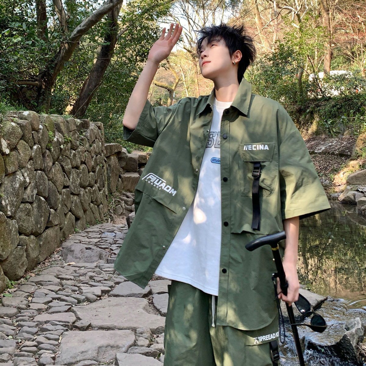709-TZ10-P95单人夏季新款阔版休闲衬衫套装,男装衬衫,星座709