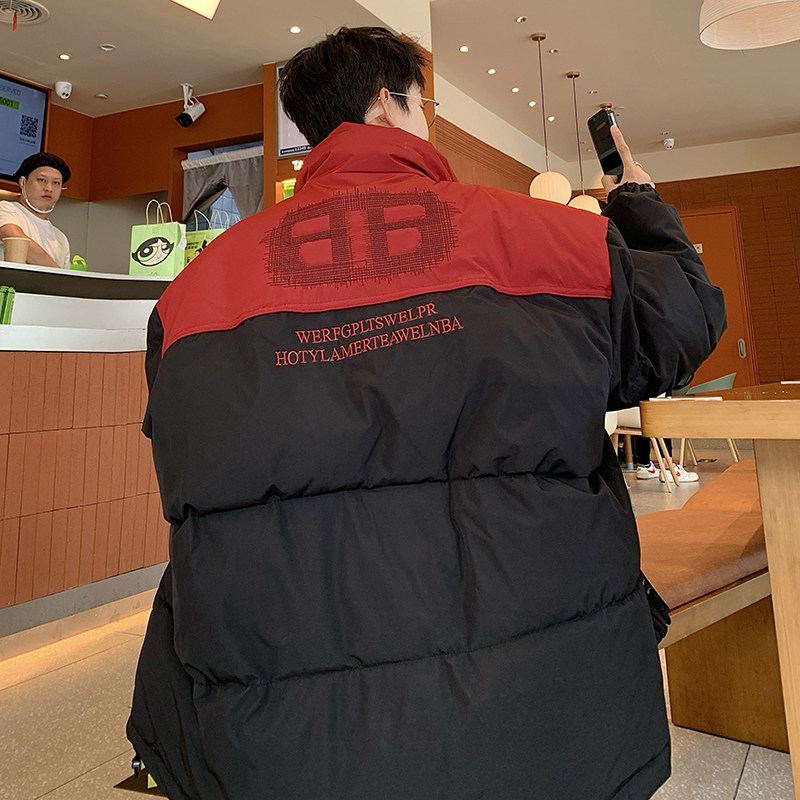 709-MY1619-P160 冬季立领撞色大拉链设计感棉衣宽松棉服男图片