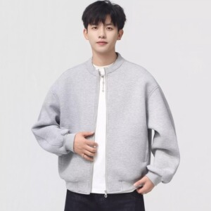 709-JK53-P90春季上新单人高级感灰色棒球领美式百搭休闲卫衣