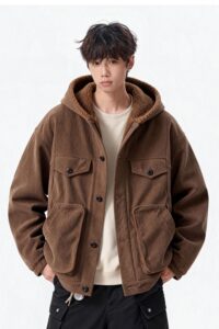 709-MY1806-P155冬季新款单人灯芯绒连帽棉衣加厚 潮图片