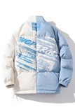 709-MY905-P100冬季港风白底加厚拼色工装棉服潮流百搭外套，男装棉衣，星座709