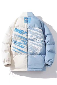 709-MY905-P100 冬季港风白底加厚拼色工装棉服潮流百搭外套图片