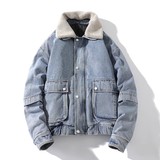 709-MY1002-P115情侣冬季白底牛仔开衫翻领纯棉加厚潮流百搭男，男装卫衣，星座709