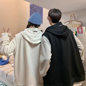 709-MJ17-P50 春季简约拉链开衫宽松百搭潮流美式连帽马甲 情侣图片