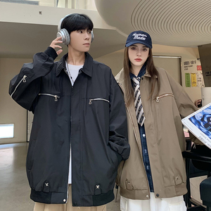 709-JK880-P105 春秋休闲翻领金属装饰后背拉链夹克外套 情侣图图片