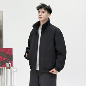 709-MY1828-P165冬季新款单人美式极简风两面穿毛呢保暖外套