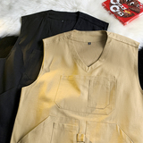 709-MJ20-P60春秋复古简约v领机能潮流工装百搭日系马甲平铺，男装工装外套，星座709