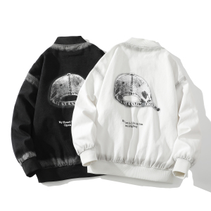 709-JK22-P115 白底 春季新款棒球领牛仔夹克，男装夹克，星座709