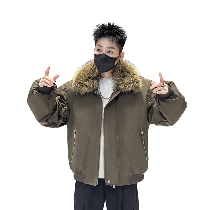 709-MY1807-P160冬季新款白底韩版可拆卸毛领棉服加厚，男装棉衣，星座709