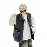 709-MJ112-P95单人春季新款阔版潮牌牛仔马甲，男装背心/马甲，星座709