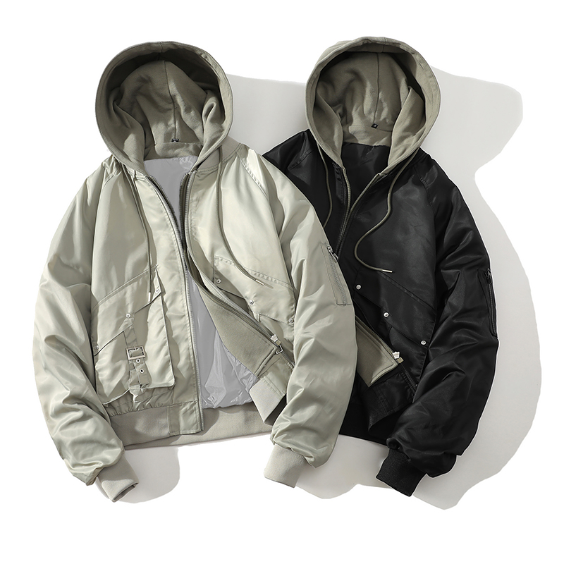 709-JK911-P130情侣美式棒球服假两件飞行员夹克休闲外套连帽，男装夹克，星座709