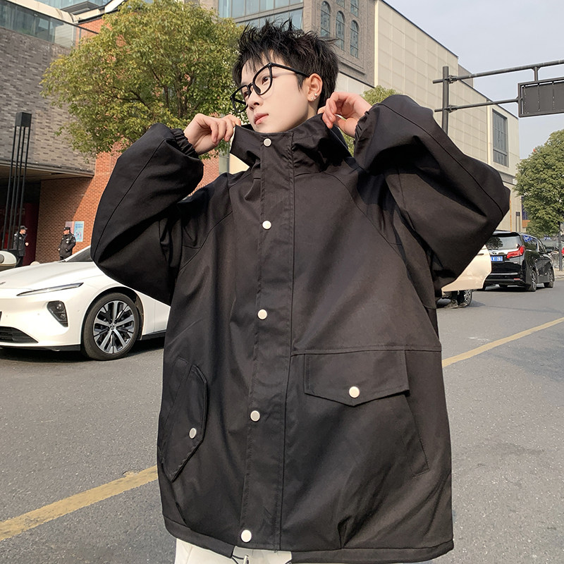 709-JK08-P100春季上新日系简约休闲连帽纯色夹克百搭外套宽松男,男装夹克,星座709