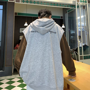 709-MJ82-P65 春秋重磅360克纯棉休闲连帽开衫刺绣马甲坎肩情侣图片