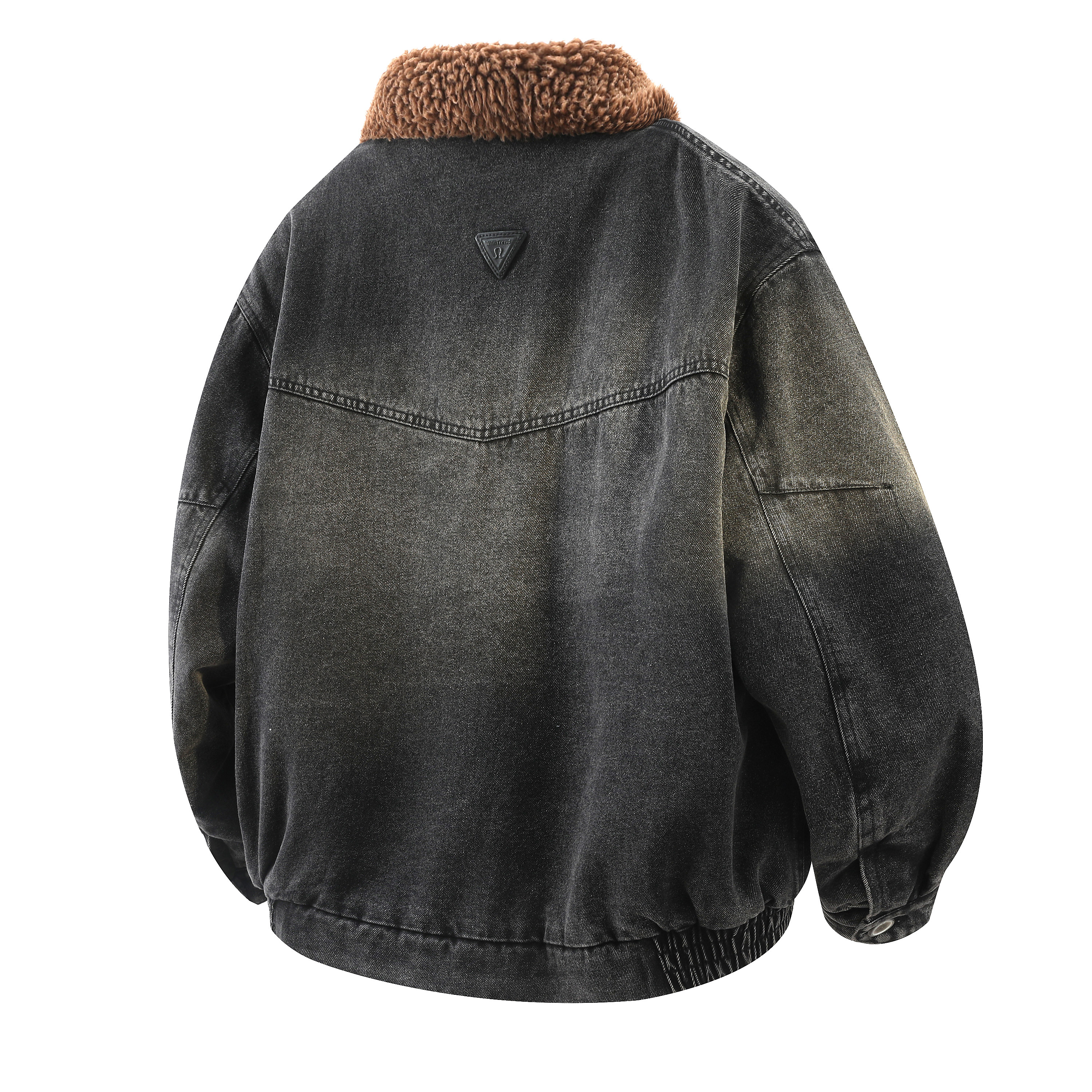 709-MY1813-P160冬季新款白底潮牌休闲水洗牛仔加绒外套,女装短外套,星座709