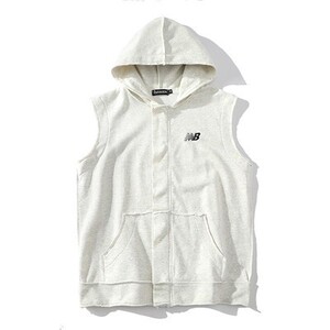709-MJ22-P55 春秋破旧反边假两件百搭连帽马甲外套男 白底图片