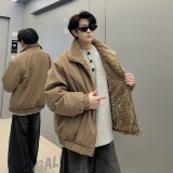 709-MY1828-P165冬季新款单人美式极简风两面穿毛呢保暖外套，男装棉衣，星座709