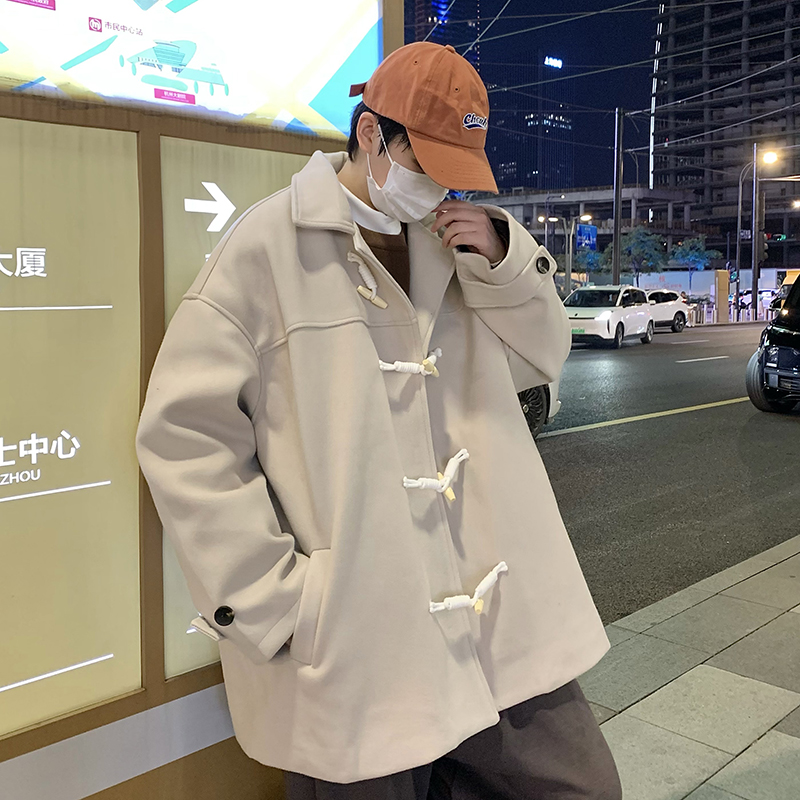 709-JK891-P130春秋休闲牛角扣毛呢大衣男女外套宽松单人图，男装毛呢大衣，星座709