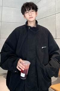 709-JK908-P130 春秋情侣全棉水洗做旧立领工装夹克外套男图片
