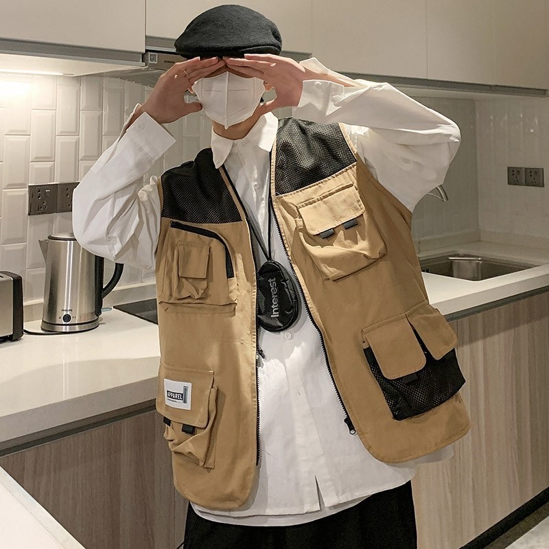 709-MJ13-P80网纱多口袋百搭户外登山旅游机能工装马甲单人,男装工装外套,星座709
