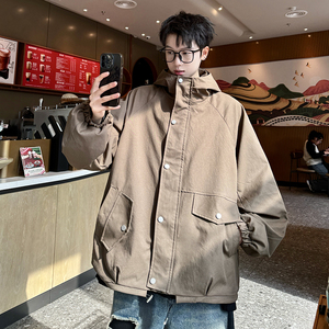 709-JK08-P100 春季上新日系简约休闲连帽纯色夹克百搭外套宽松男,男装夹克,星座709