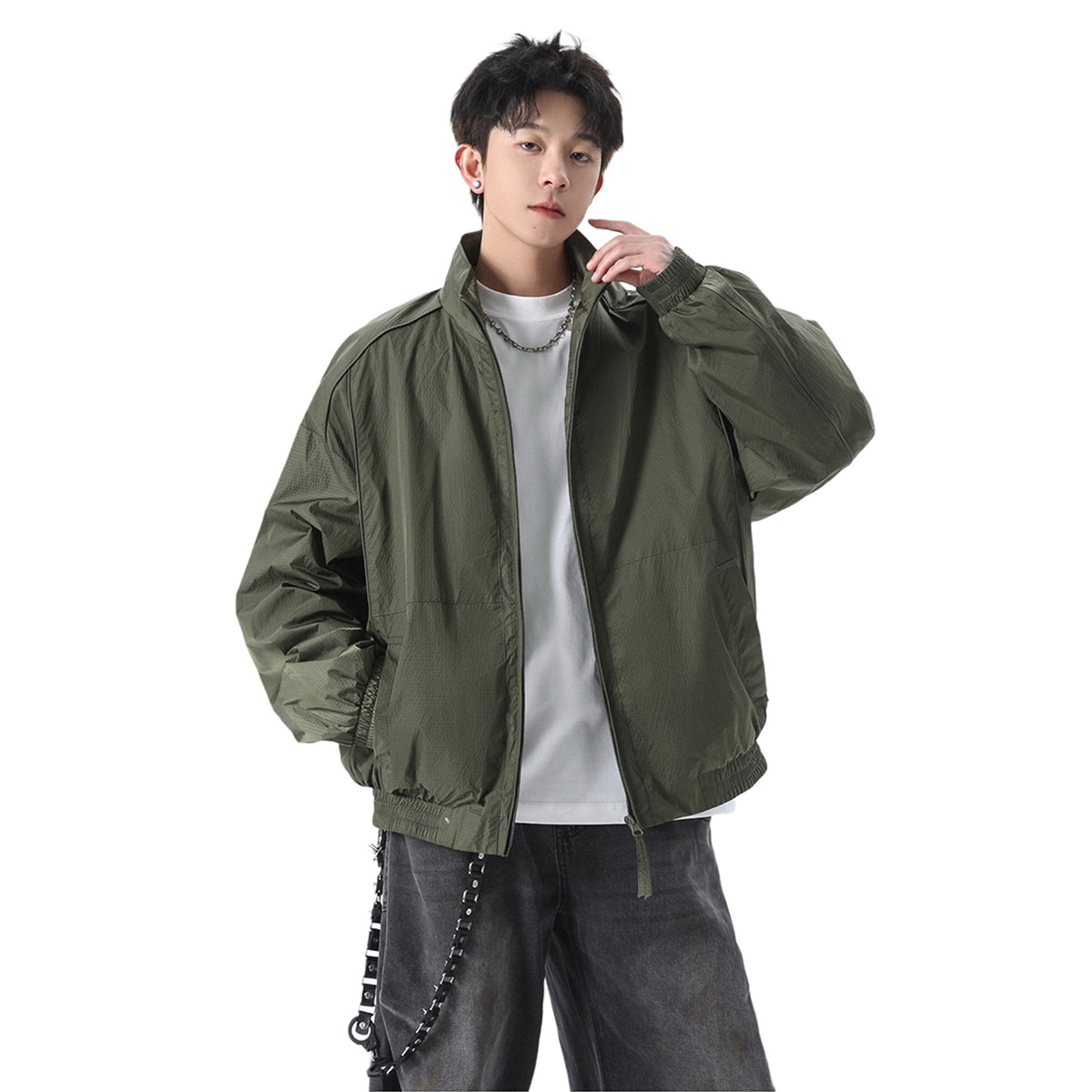 709-JK19-P135 春季上新立领拉链设计感夹克休闲外套男图片