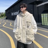 709-MJ110-P100单人春季新款阔版休闲针织工装马甲，男装工装外套，星座709