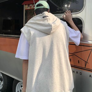 709-MJ17-P50 秋季简约拉链开衫宽松百搭潮流美式连帽马甲 单人图片