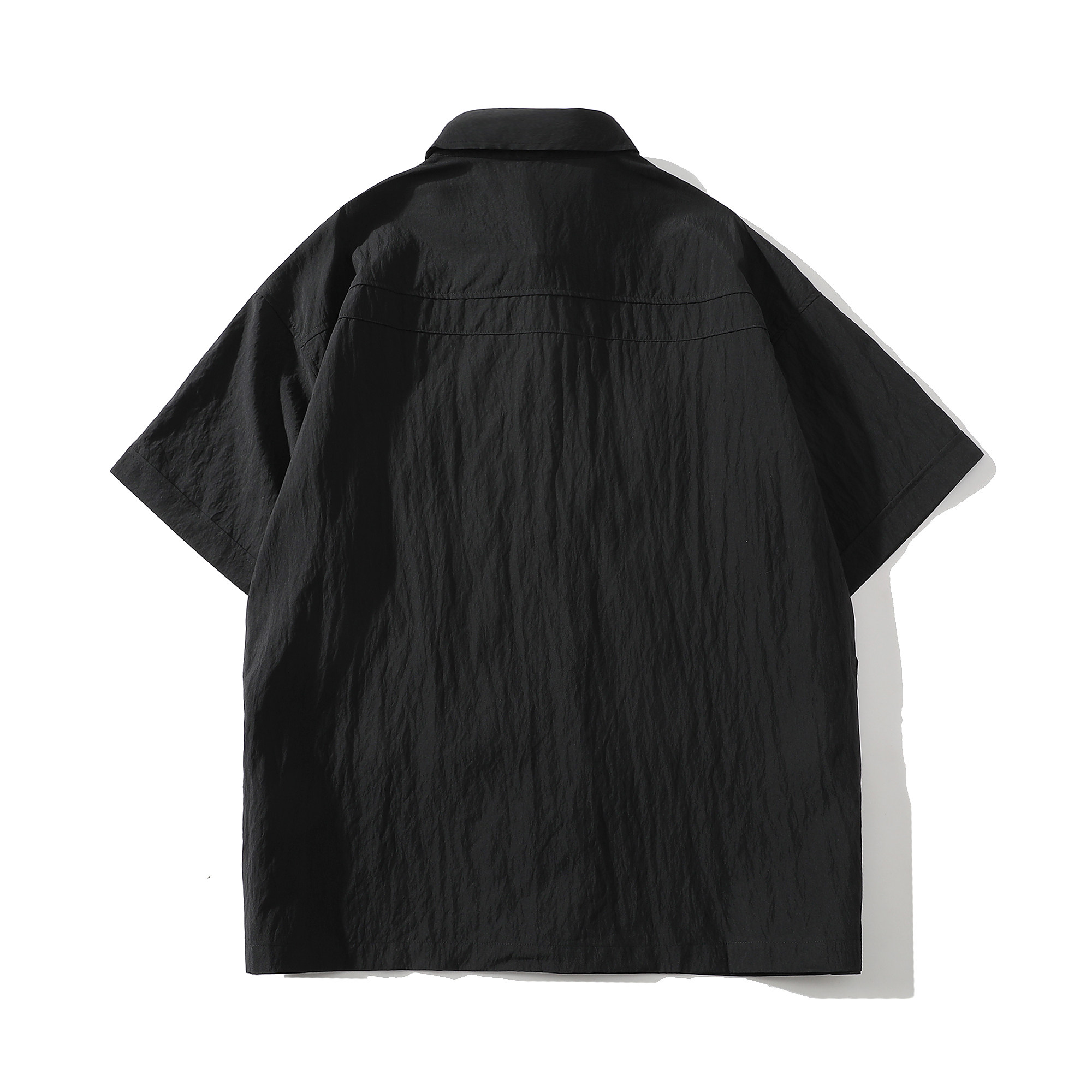 709-TZ12-P110白底夏季新款透气薄款宽松翻领衬衣休闲套装,男装休闲套装,星座709