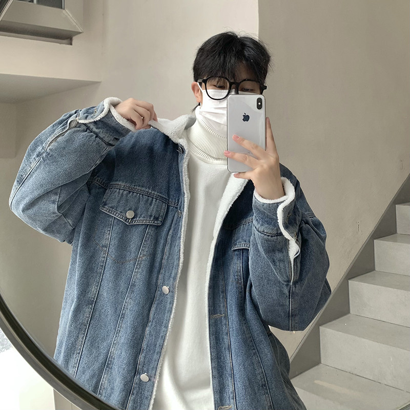 709-MY1507-P145 情侣冬季单人牛仔棉衣外套羊羔毛休闲翻领加厚图片