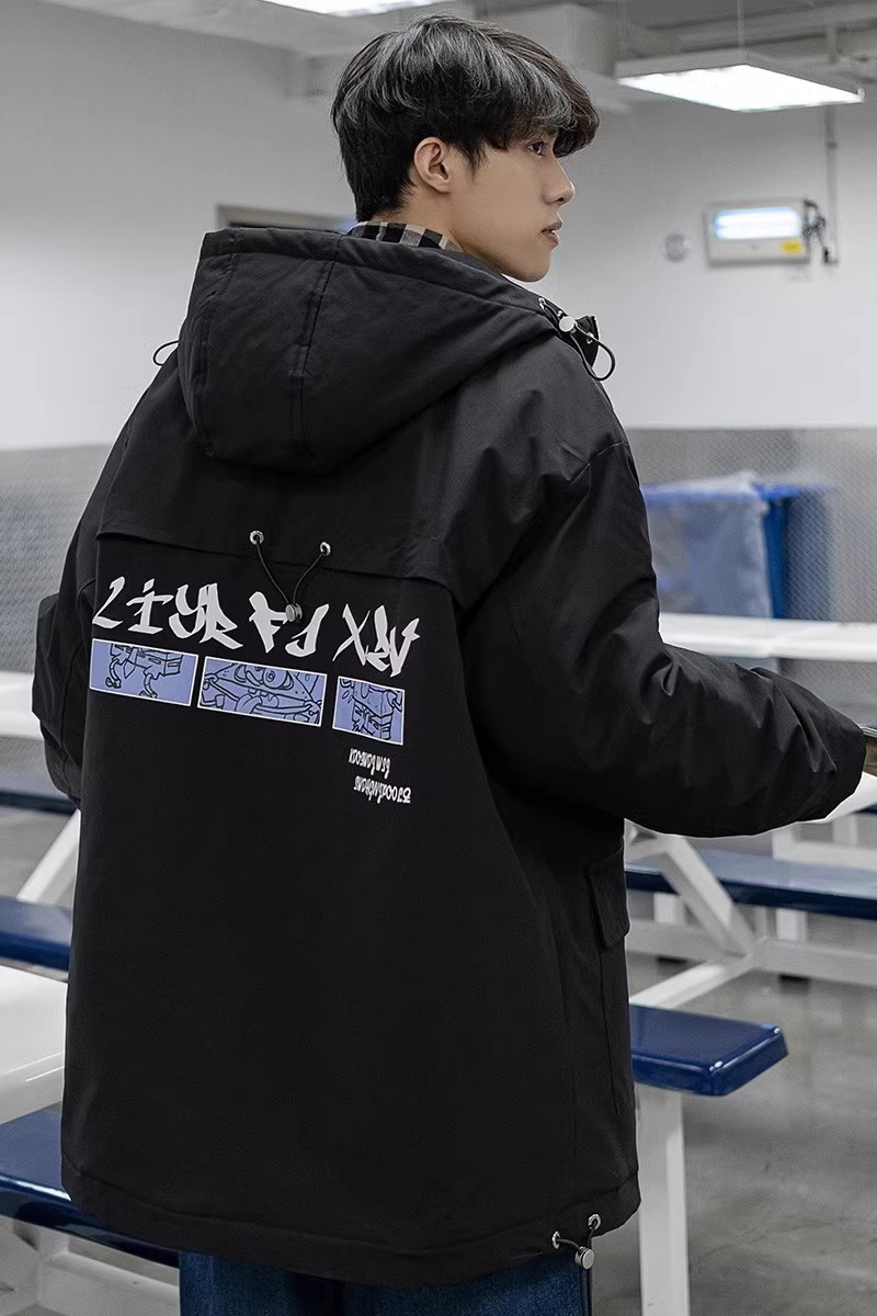 709-MY608-P80冬季单人港风冬季加厚连帽印花百搭棉衣外套男,男装棉衣,星座709