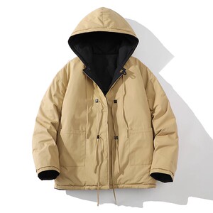 709-MY1000-P130 冬季白底双面穿全棉加厚开衫连帽溜肩棉衣男图片