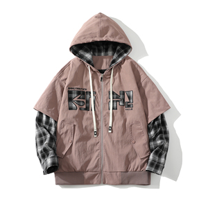 709-jk27-P125 白底 春季新款 阔版假两件夹克图片
