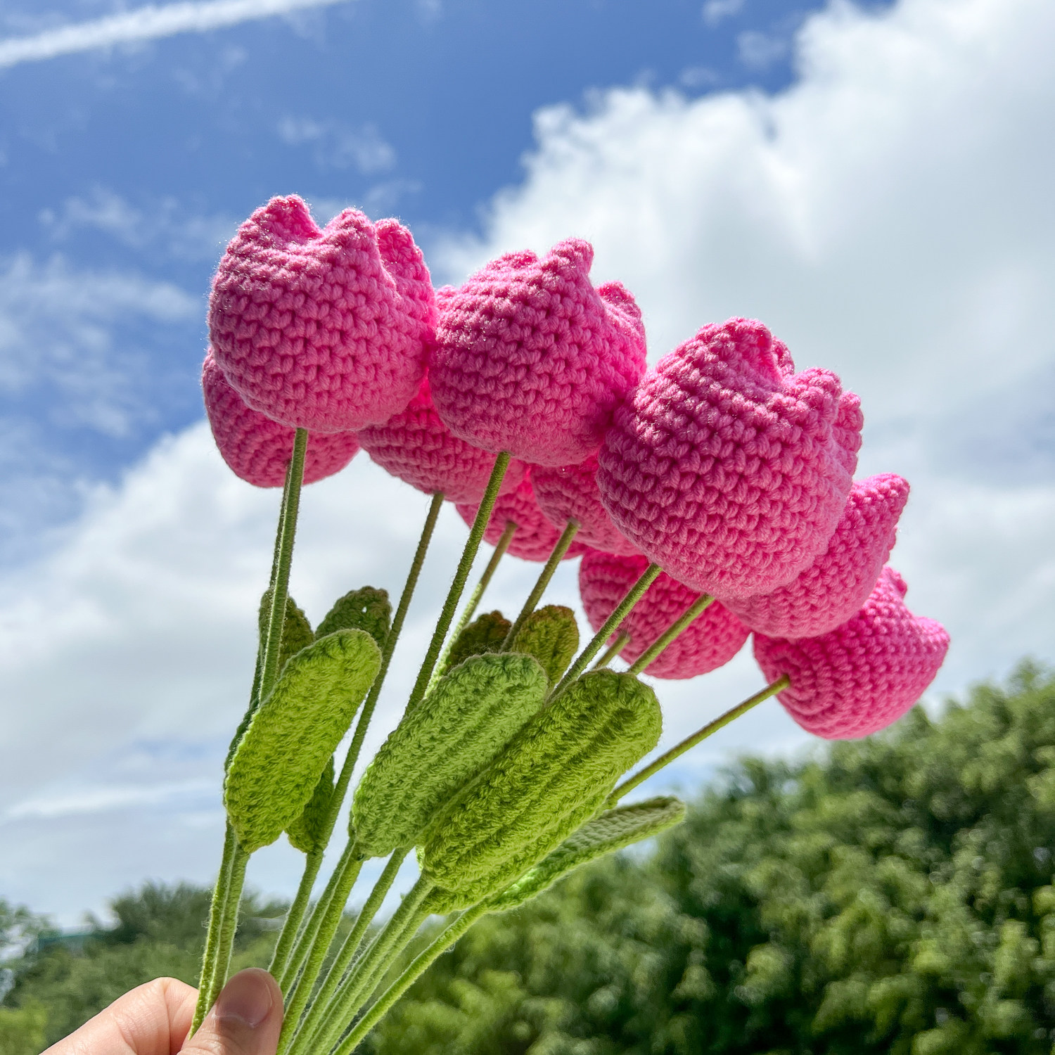 成品手工郁金香花束花枝送妈妈母仿真花/假花