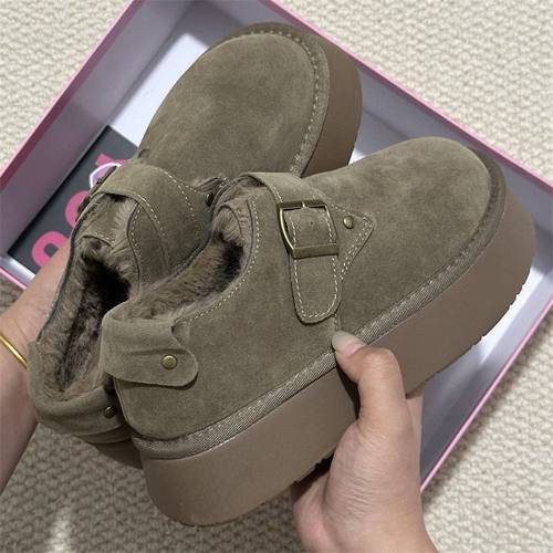 35-43码 厚底雪地靴41加绒加厚毛毛保暖勃肯鞋学生棉鞋42大码女鞋