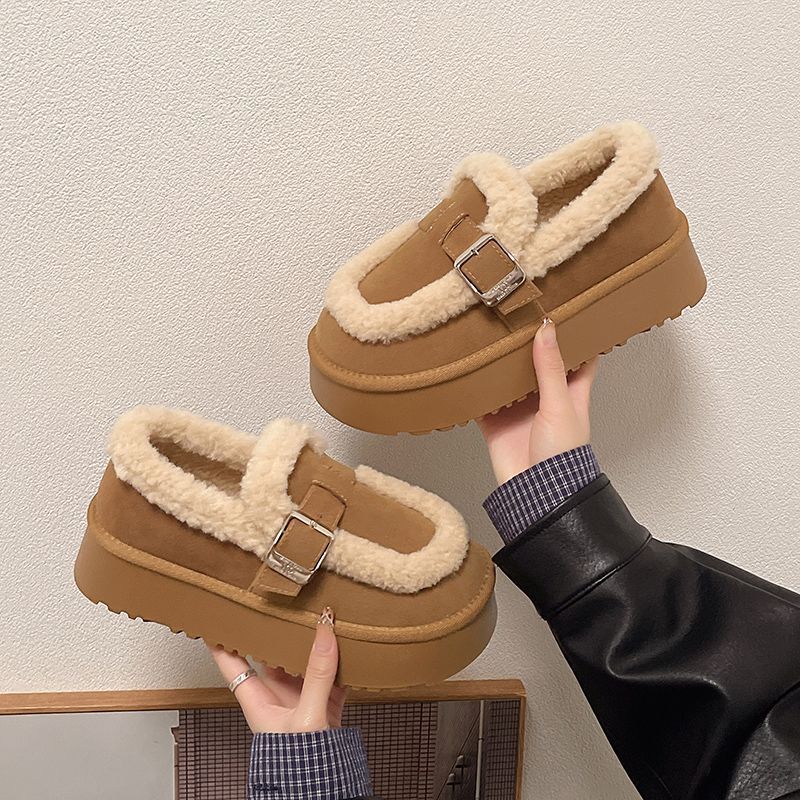雪地靴冬季厚底保暖勃肯鞋2025棉鞋女一脚蹬加绒秋冬季新款乐福鞋