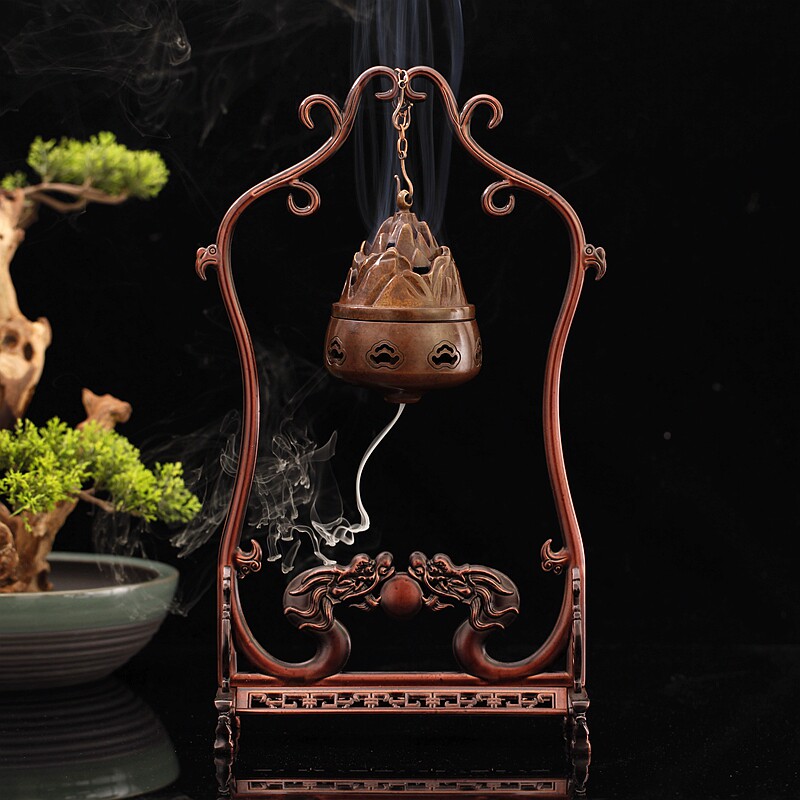 中式家用室内熏香古典摆件礼品倒流博山炉仿古铜檀盘香薰挂式炉