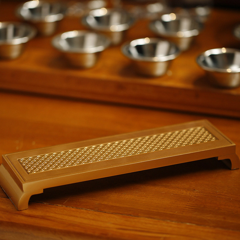 家用佛堂台湾招财进宝圣水杯供台金钱眼黄铜贡案台摆件三供杯案台