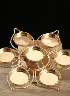 家用供佛合金酥油灯底座莲花灯烛台长明灯座佛台家用七星供灯架