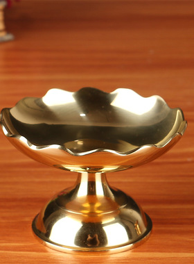 纯铜佛前观音财神贡品供果盘