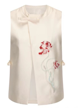 【官方授权】JUNYANG 君扬海棠珠缀法绣丝毛马甲