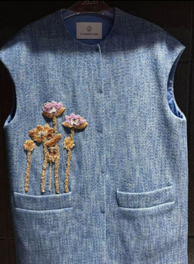 【JOJO官方授权】LAMAISONJADE玉琼蓝色马甲（牛仔宽松）J25A2019