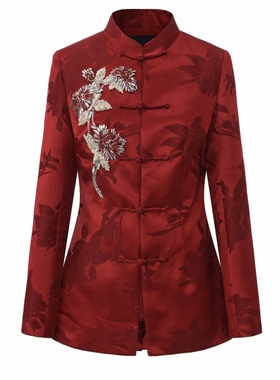 【JOJO官方授权】 JUNYANG杨君  春茂满庭中式立领盘扣修身外套