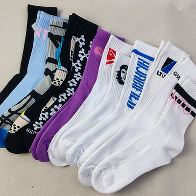 处理男士袜子棉混毛巾底中高筒运动袜花型多比较杂随机款库存清货