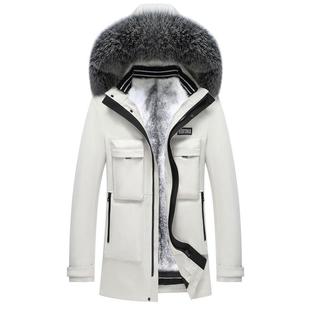 派克服整貂皮大衣狐狸毛领皮毛一体加厚外套潮 中长款 2025新款 男士