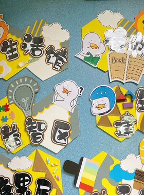 幼儿园故事绘本贴纸材料墙面装饰异形区域底板作品diy展板挂吊饰