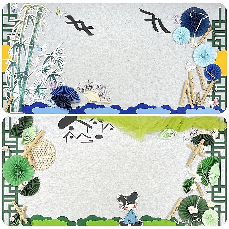 幼儿园小学新中式国风荷花主题墙