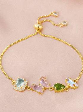 超闪蝴蝶手链女生轻奢小众设计高级感时尚百搭可抽拉手饰新款爆款