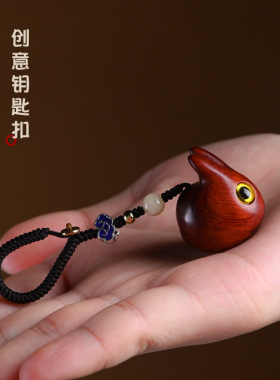 黑檀木小兔子手机链挂件可爱清新吊坠挂饰男女创意汽车钥匙扣装饰