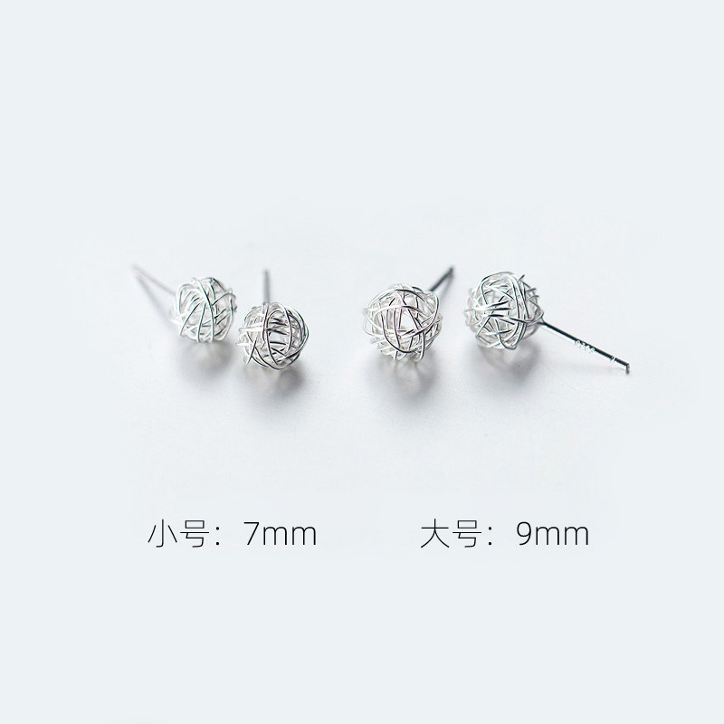 超级好看的耳钉女纯银毛线球小众学生耳环夏天气质高级感线团耳饰
