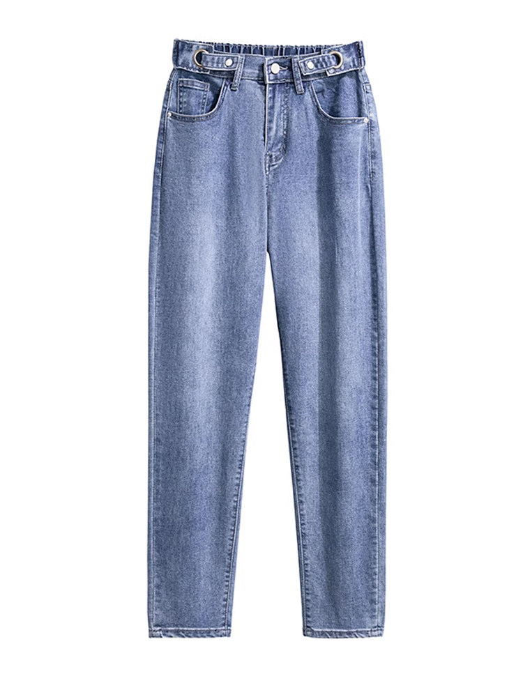 PLUS SIZE JEANS WOMENS 200 POUNDS FAT MM AUTUMN STYLE LOOSE AND THIN 300 HIGH WAIST THIN DADDY TROUSERS ELASTIC FLEECE